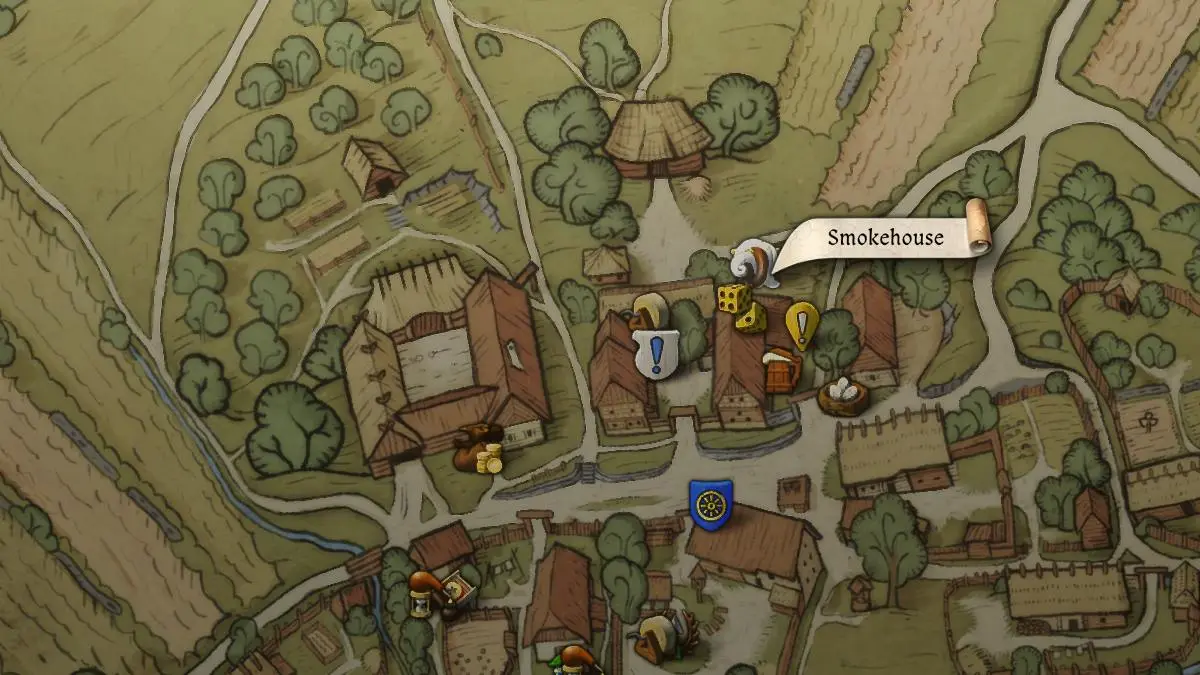 Kingdom Come Deliverance 2 map with smokehouse icon