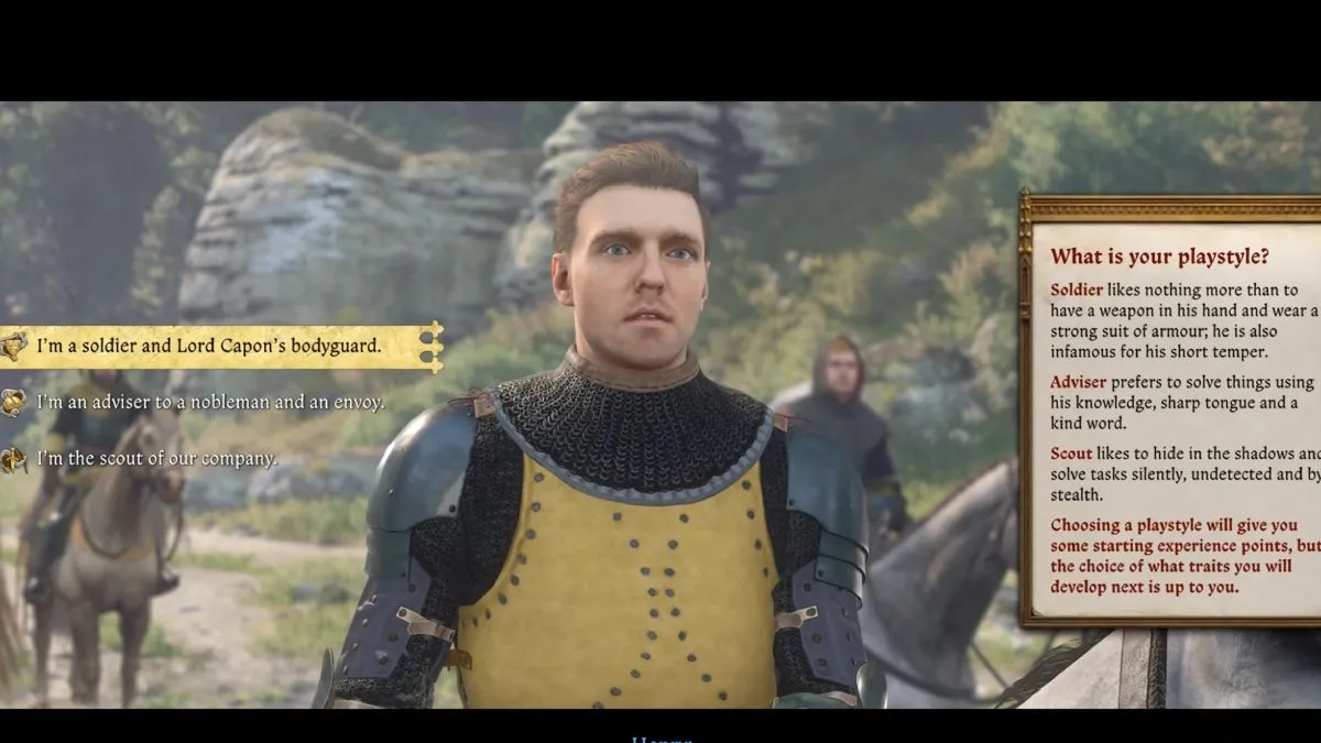 Kingdom Come Deliverance 2 oldier, Advisor, or Scout class choice dialogue