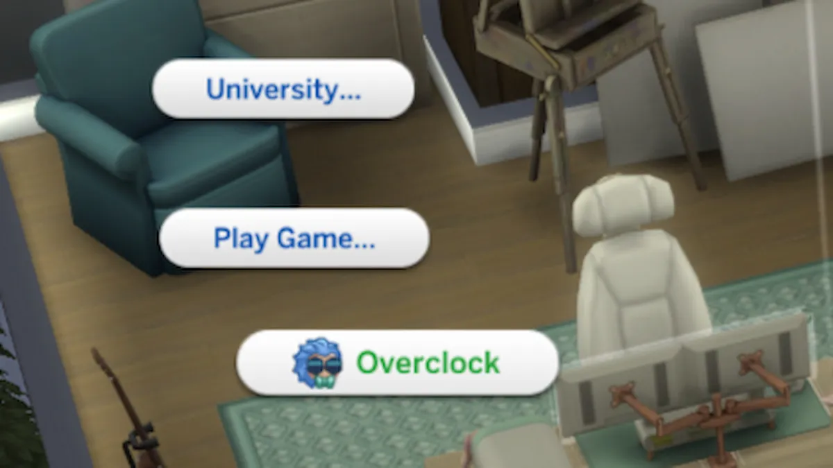 The Overclock option on a computer in The Sims 4.