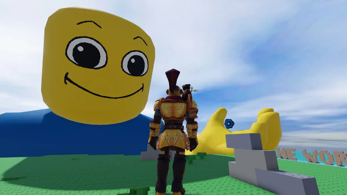 Picture showing the giant noob giving out the token in Eat the World.