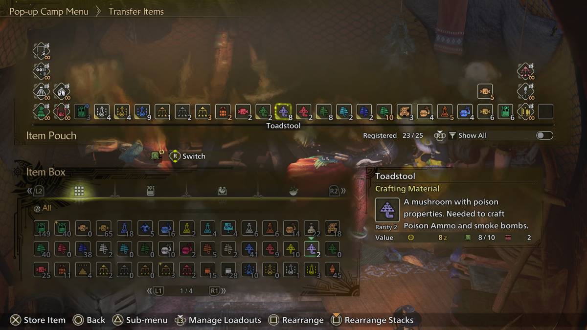 The item box in MH Wilds