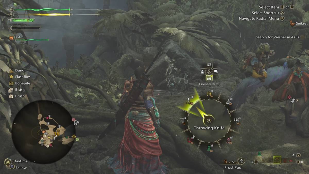 Equipping Throwing Knife in MH Wilds