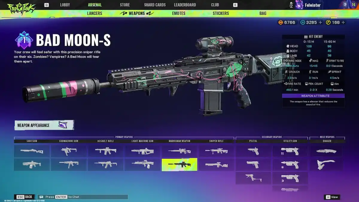 Bad Moon-S weapon in FragPunk Arsenal