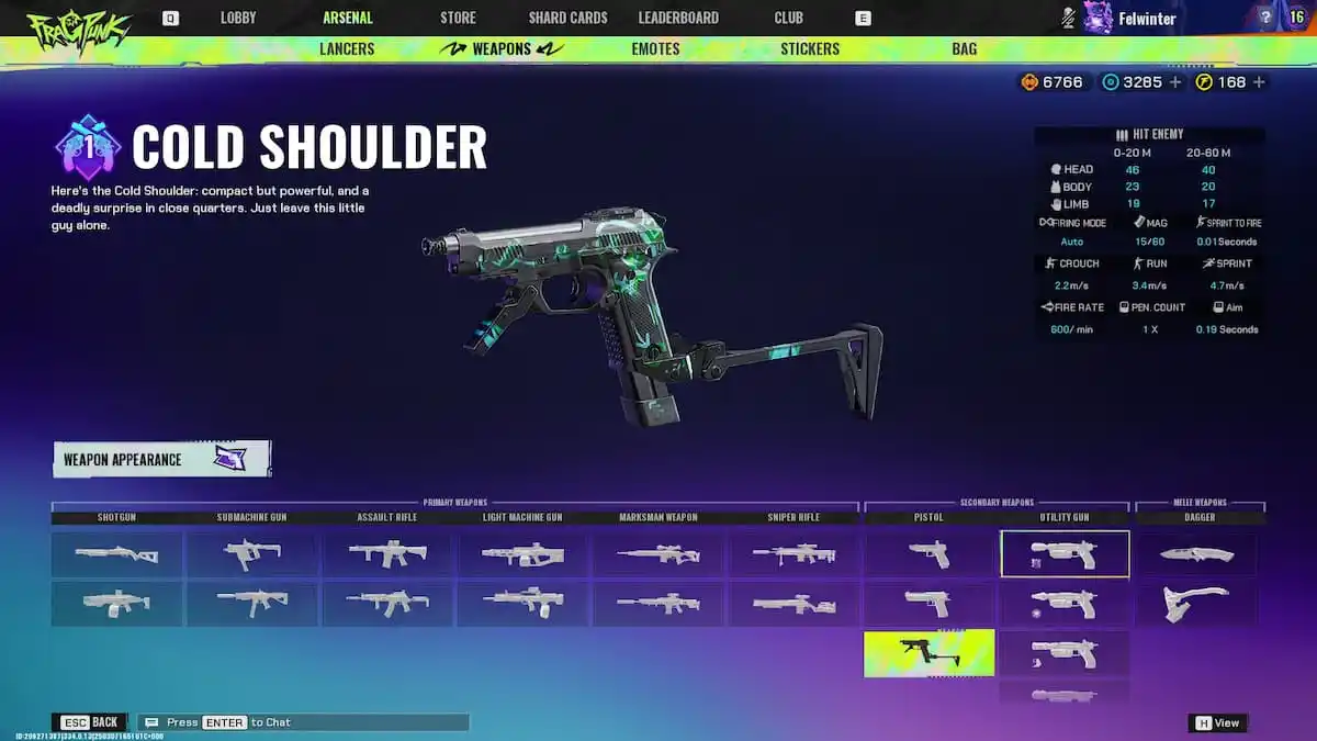 Cold Shoulder weapon in FragPunk Arsenal