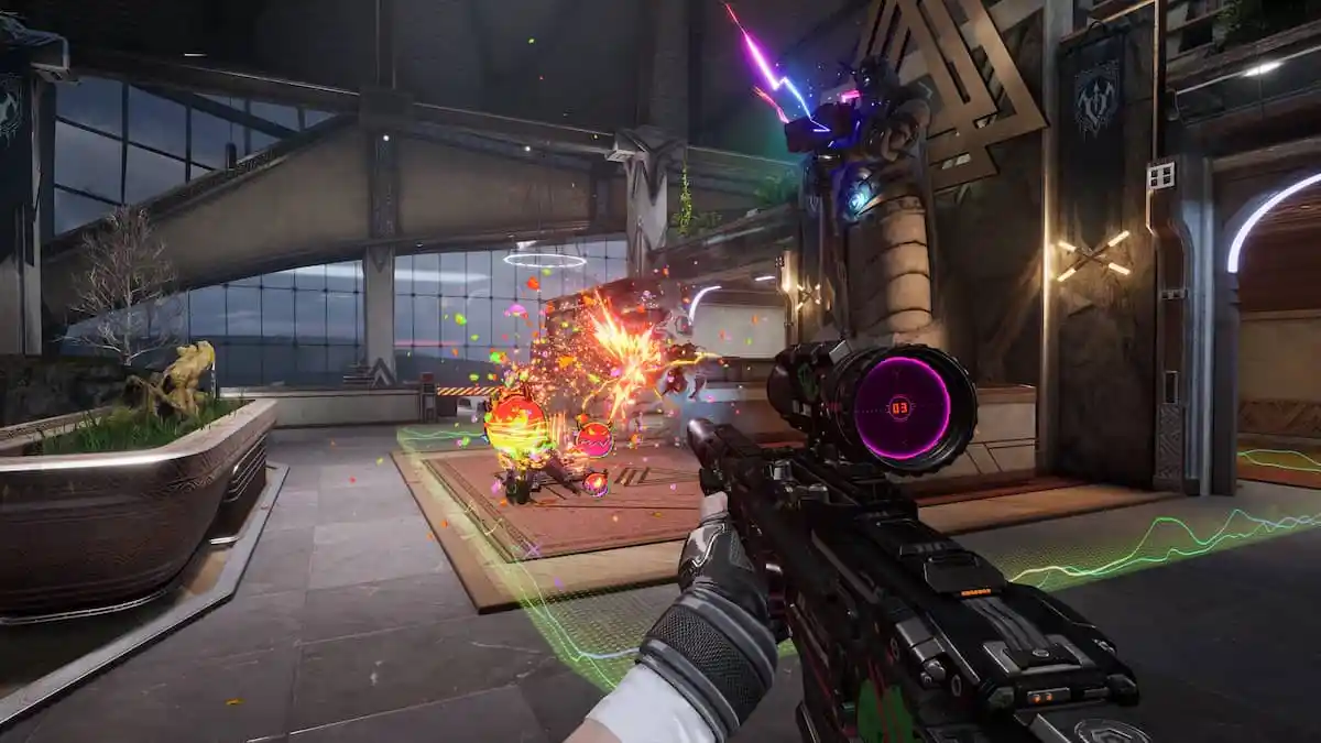 A FragPunk player shooting at enemies.