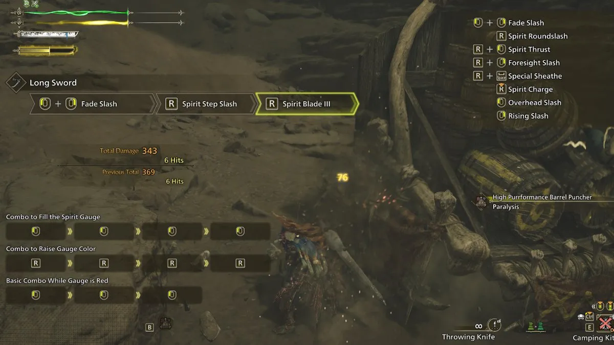 Monster Hunter Wilds Spirit Blade 3 inputs for Long Swords