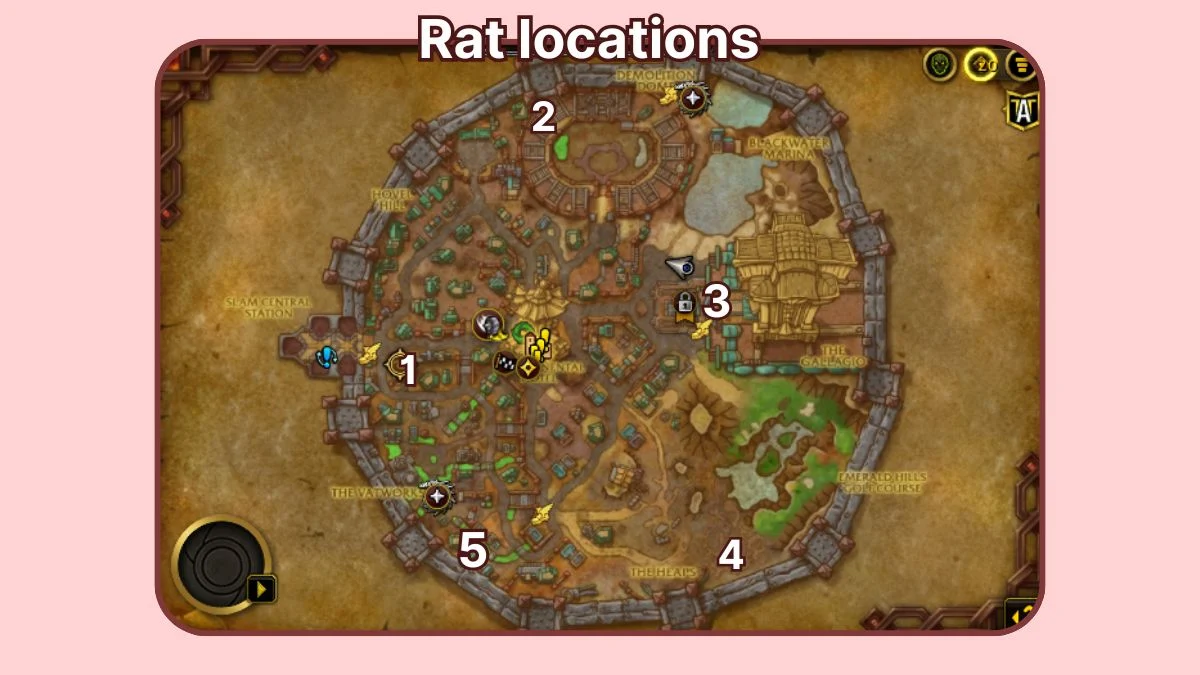 Grabbable rat map locations in World of Warcraft for Going Goblin Mode achievement.