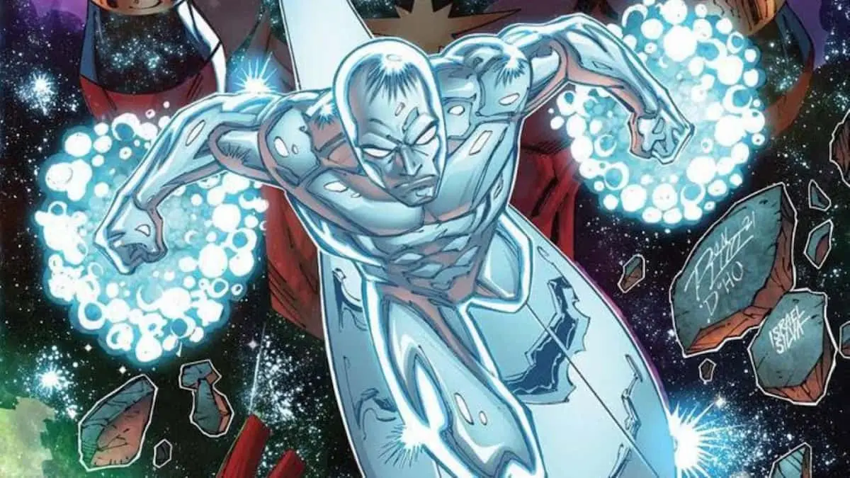 Picture showing Silver Surfer using his powers in Marvel Comics.