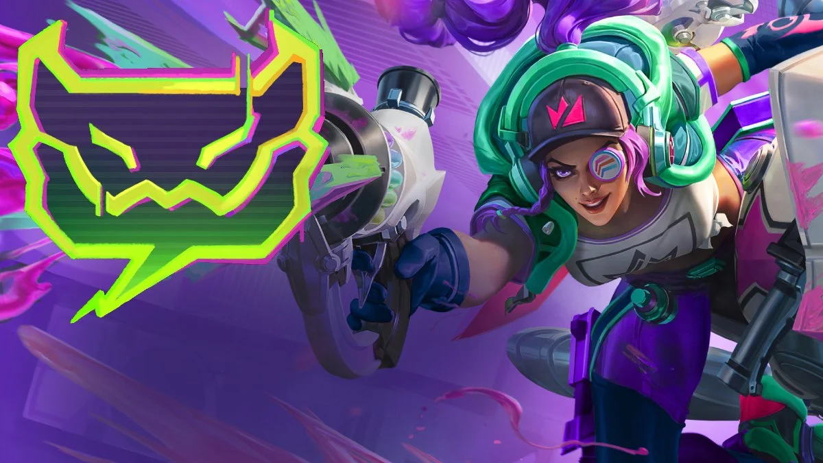 TFT set 14 samira splash art with hack icon shooting from her gun